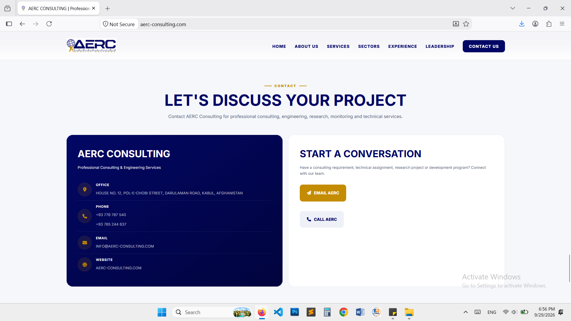 AERC Afghan Consultancy Corporate Website - Image 2